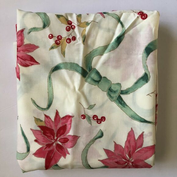 New 4yd 3" Holiday Christmas Poinsettia Bow Holly Cotton Quilt Craft Sew Fabric - Picture 4 of 5